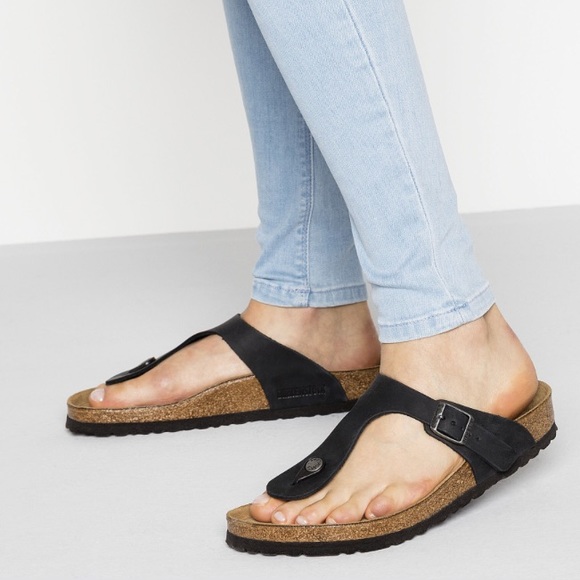 birkenstock gizeh black leather